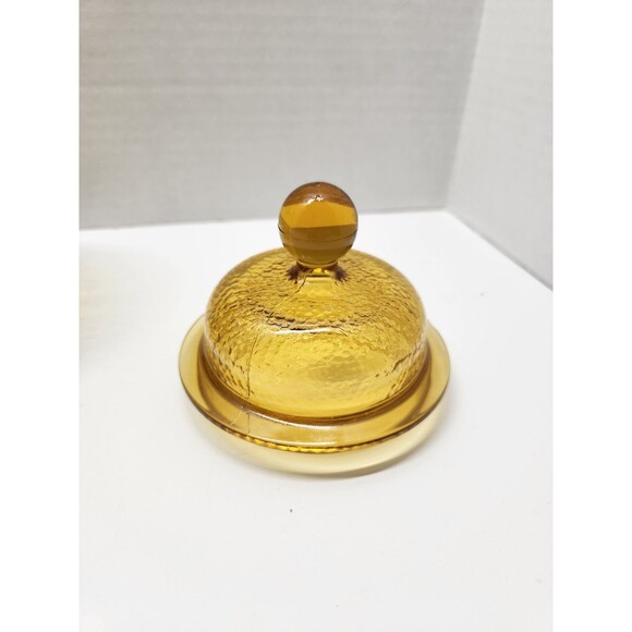 Vintage Pebble Glass Apothecary Glass Jar Container 9" Yellow Amber. - Picture 4 of 8